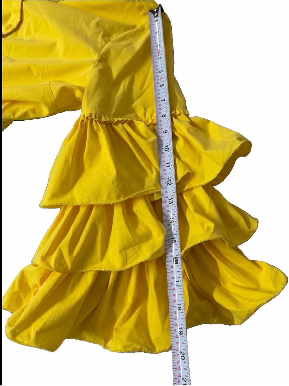 NY & Co size small Yellow Ruffle-Sleeve Button-Front Women's Top - Picture 5 of 10